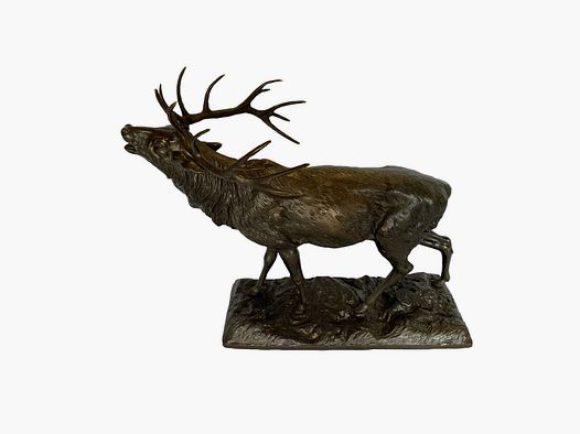 Lovergreen große Bronzestatue Motiv röhrender Hirsch Maxi-Modell