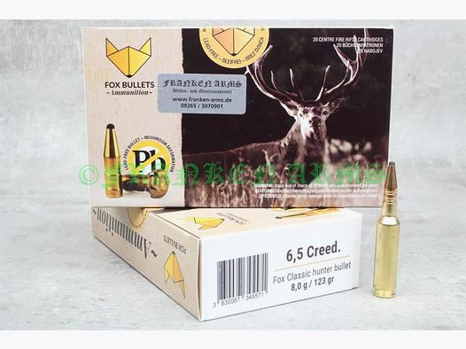 FOX Bullets Classic Hunter 6,5 Creedmoor 123gr. 8,0g 20 Stück Staffelpreise