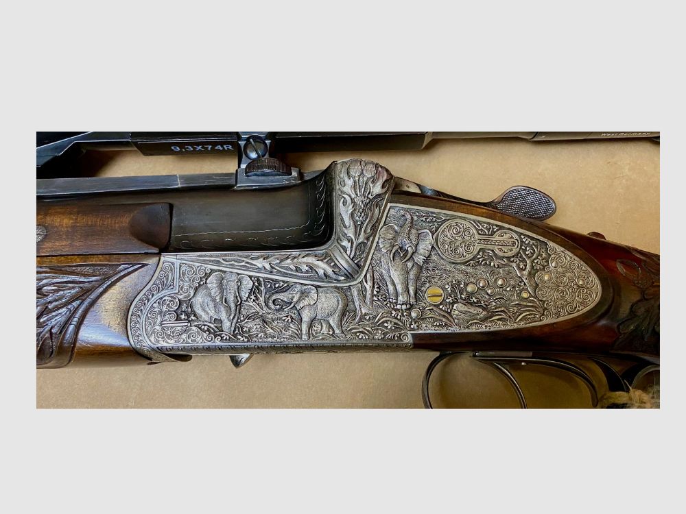 Bockdoppelbüchse Franzoj Ferlach, Kal. 9,3x74R mit ZF