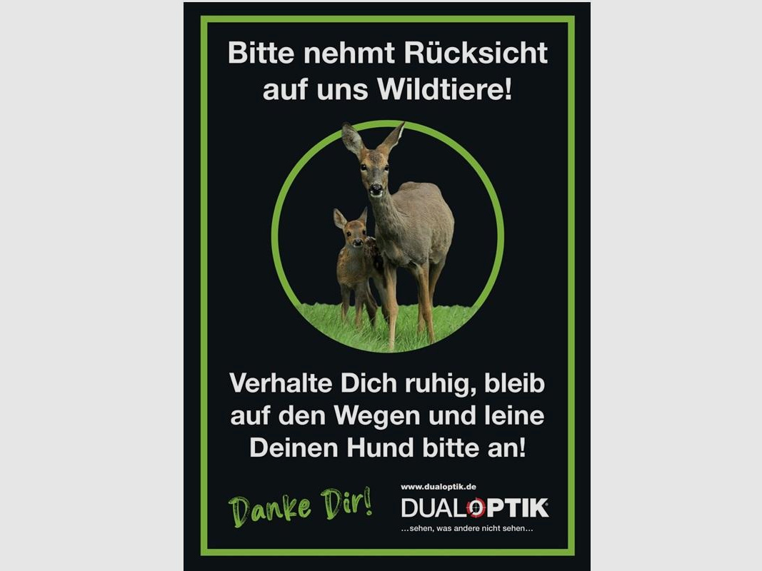 Hinweisschild Rücksicht auf Wildtiere!