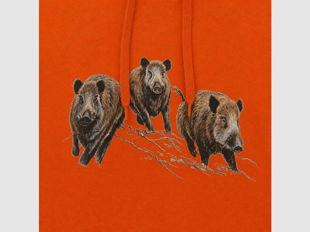 Sweat Bartavel® orange mit Kapuze Wildschweine-Muster M-3XL, Bild 9 von 10