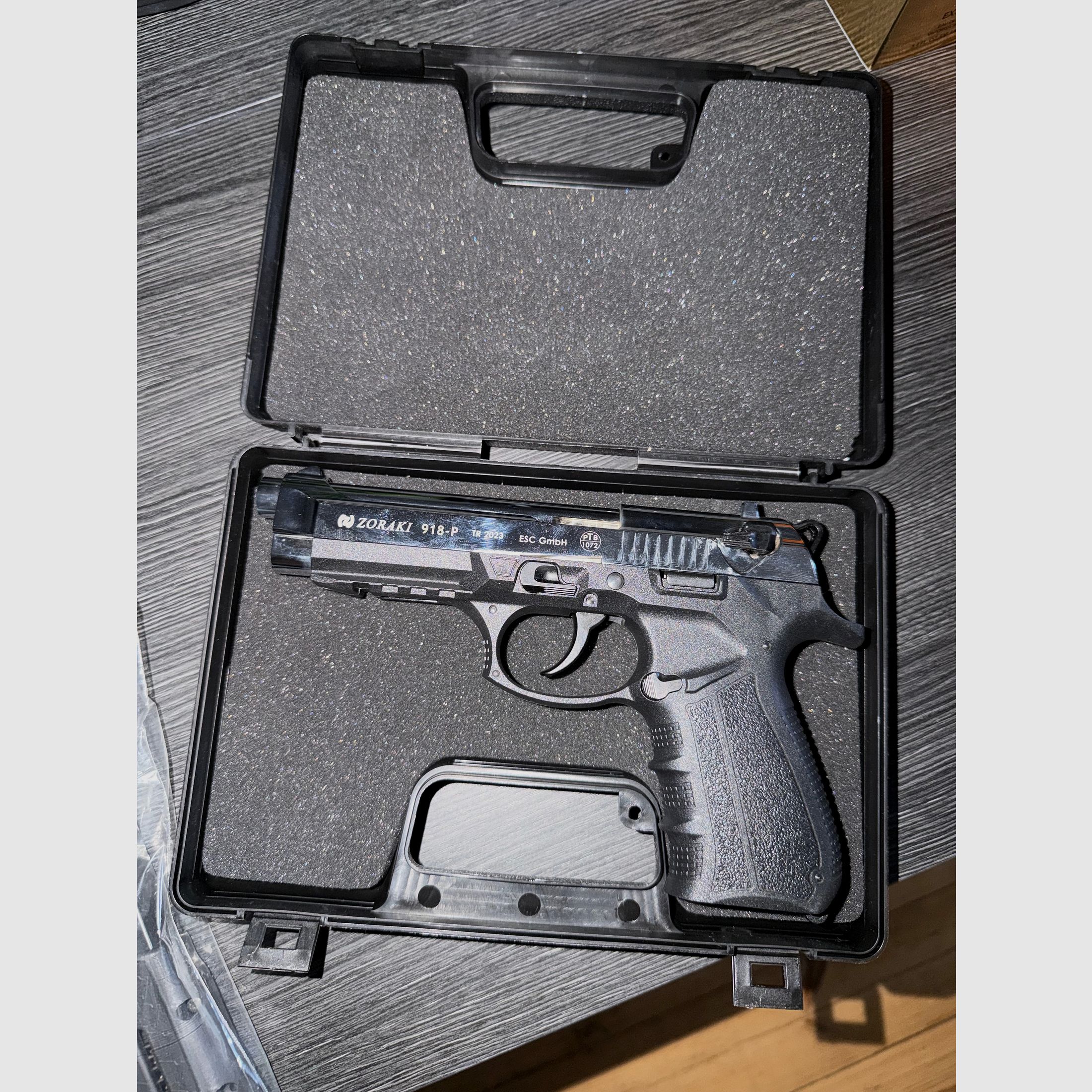 918-P Schreckschusspistole Chrom 9mm inkl. Zubehör