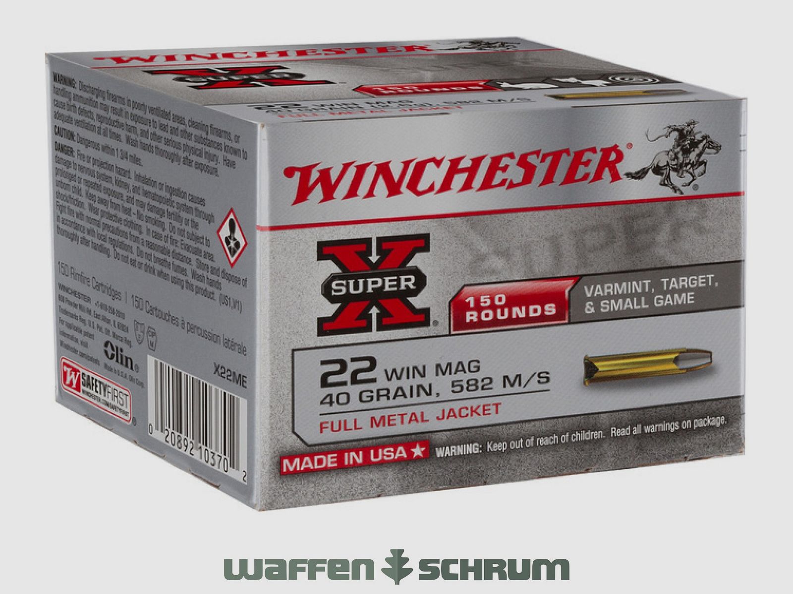 Winchester SuperX Vollmantel 2,6g - 40gr. .22WinMag 150er Pck.