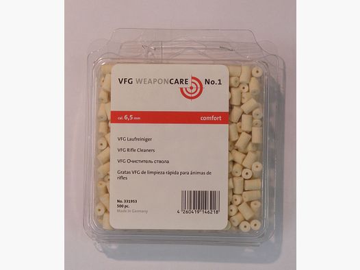 VFG czyścik do lufy comfort/500 szt. akcesoria do czyszczenia broni 6,5 mm