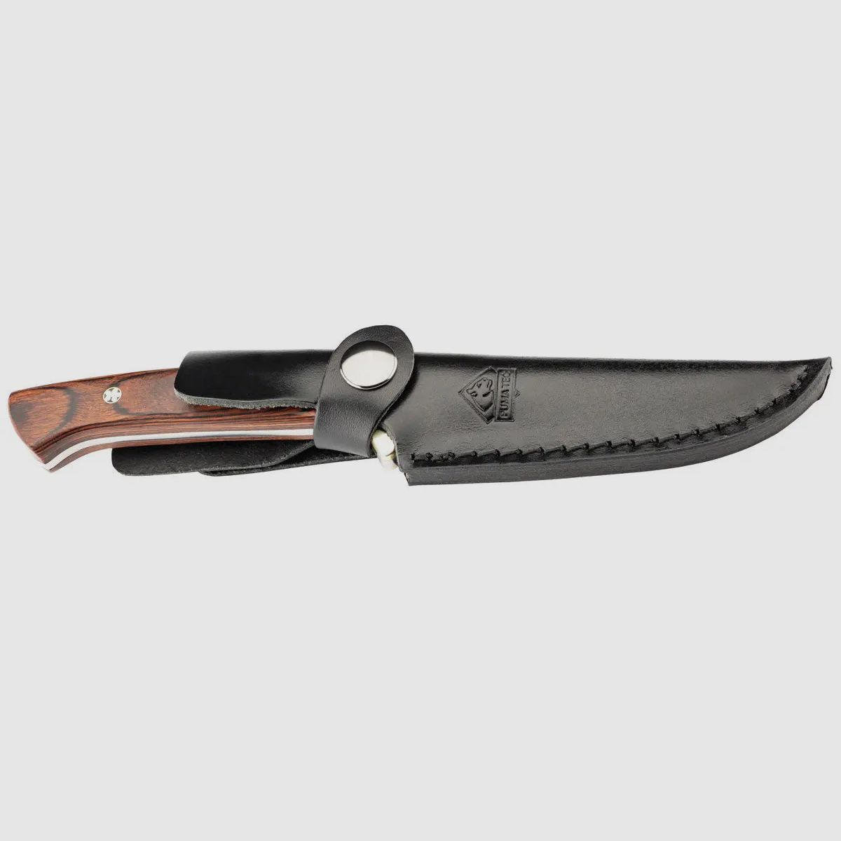 Couteau de ceinture PUMA TEC, bois pakkawood brun avec des épingles en mosaïque