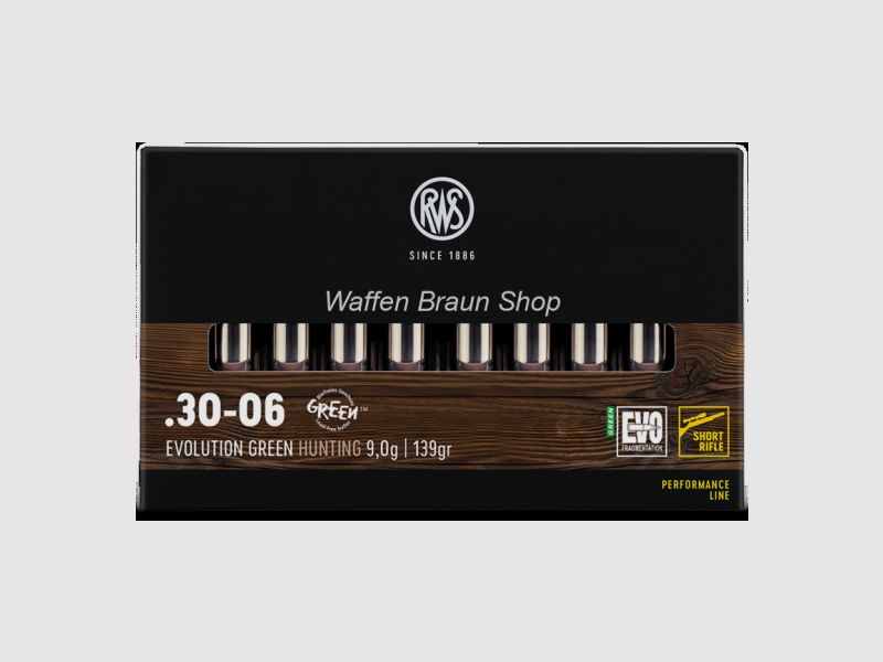 RWS .30-06 Spring. EVO GREEN Short Rifle 9,0g 20 Stück