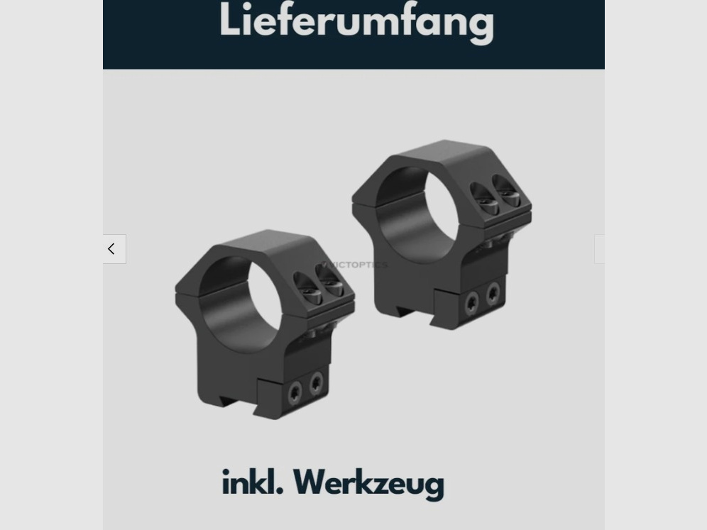 Victoptics Montageringe aus Aluminium für 11mm Schiene, 25,4mm Tubus, BH= Mittel