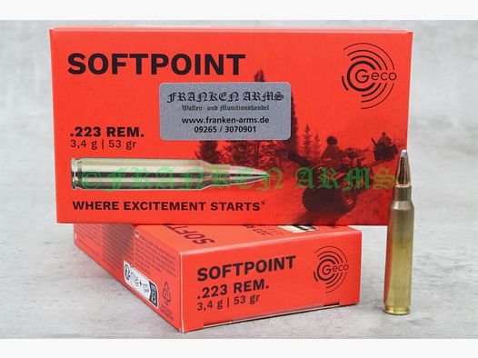 Geco Teilmantel .223 Rem. 53gr. 3,43g 20 Stück Staffelpreis