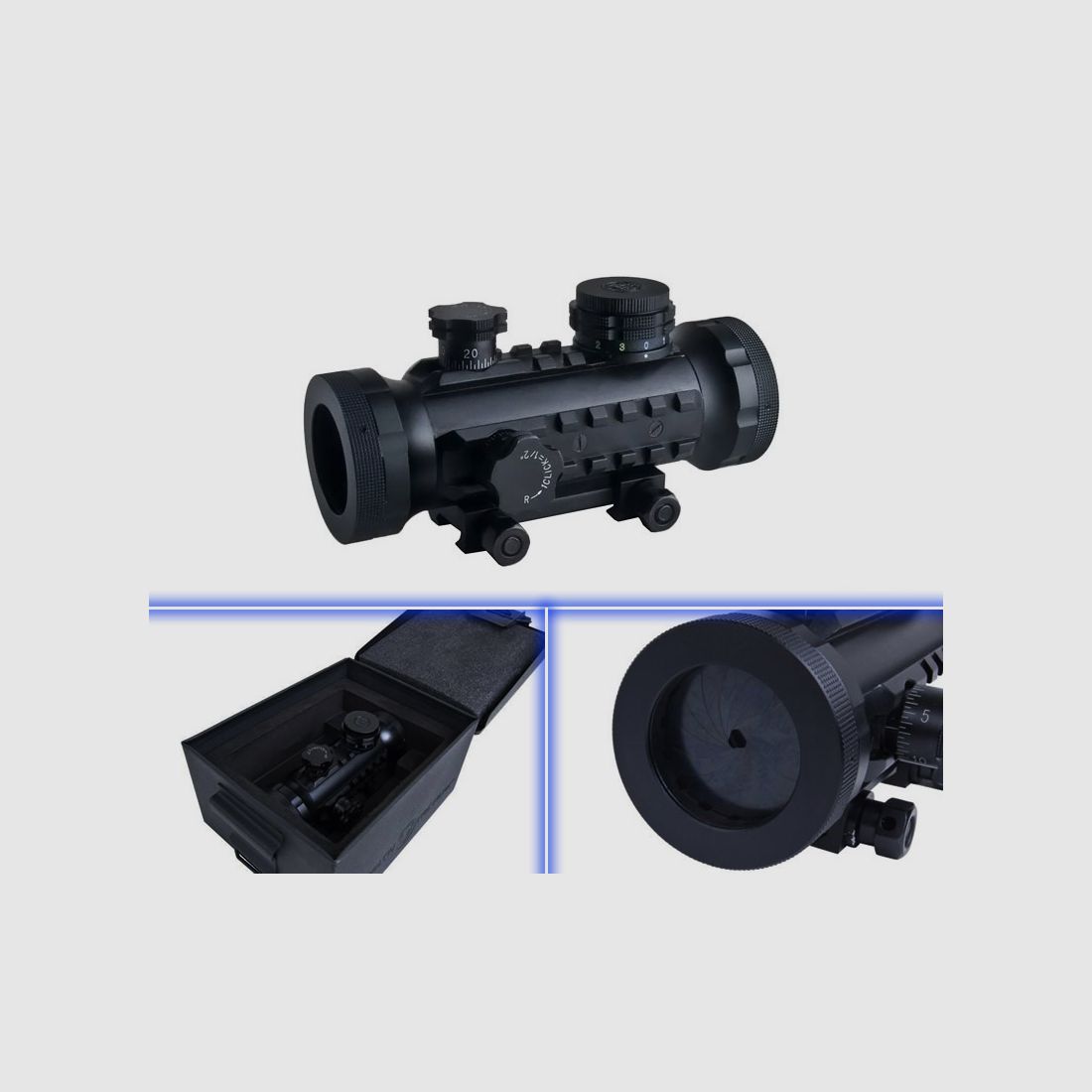 Leuchtpunktvisier BSA RGB Dot Stealth 1x30 mit Irisblende fĂĽr 22 mm Weaverschiene