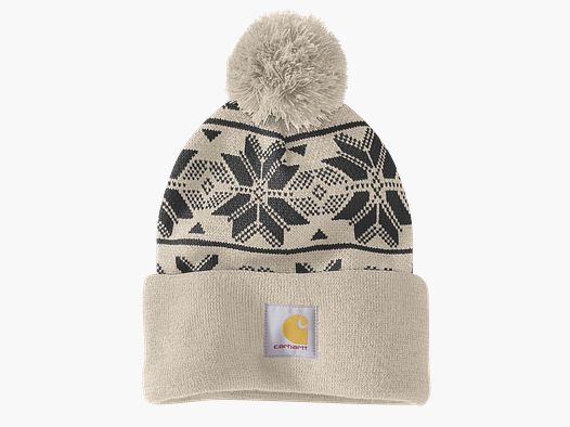 Carhartt Dzianinowa Czapka Pom Jacquard, Mleko Owsiane