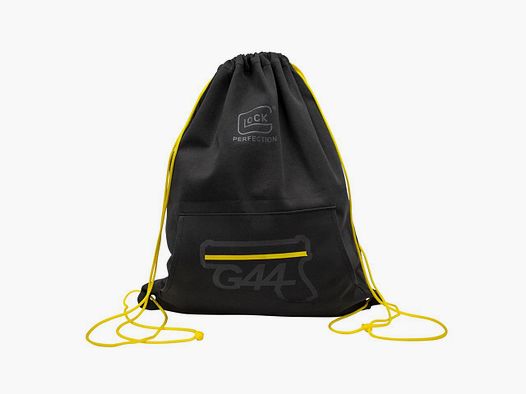 Glock Sporttasche/Turnbeutel mit Kordelzug "G44" – Dunkelgrau/Schwarz-Gelb – 38×46 cm