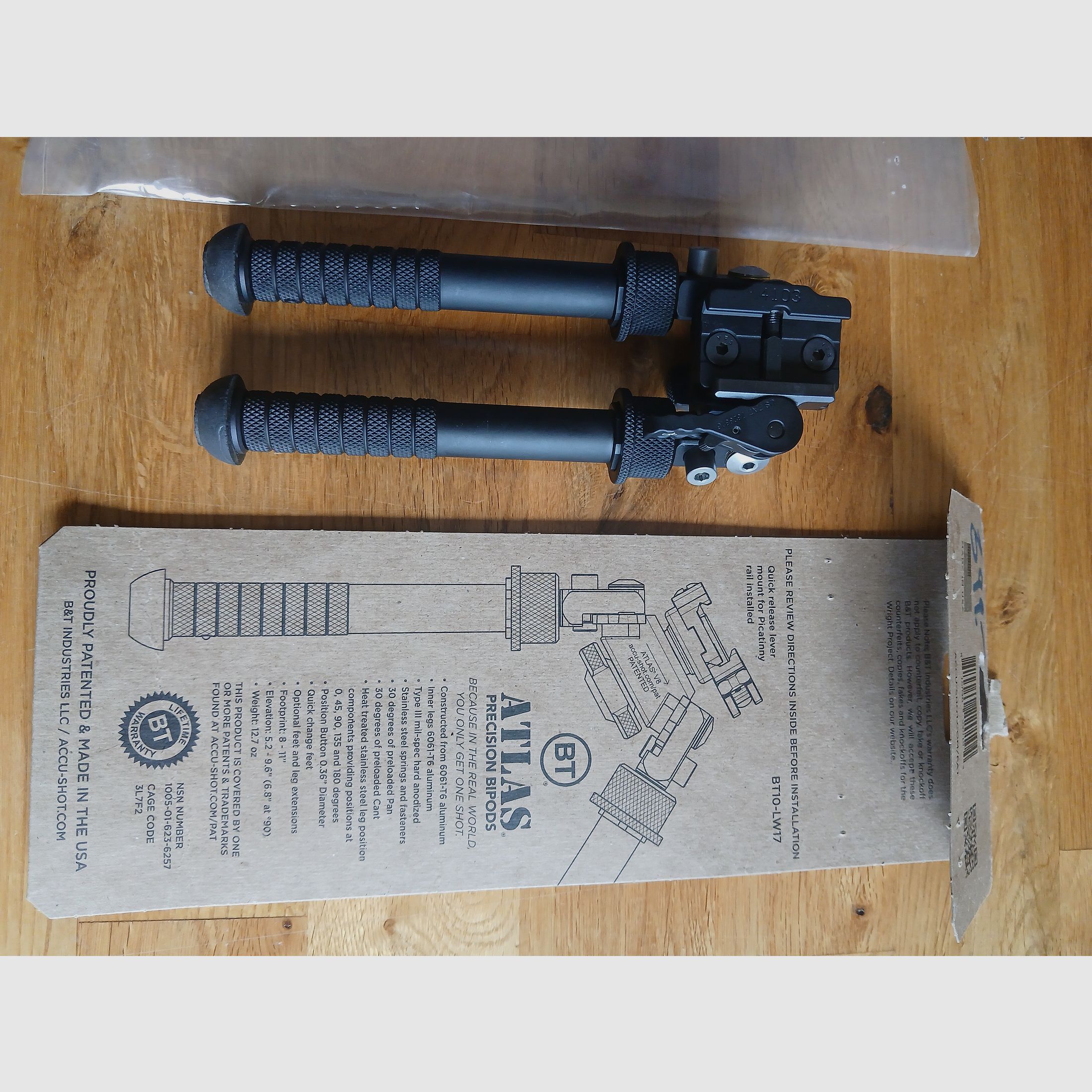 B&T V8 Atlas Bipod BT 10 LW 17 with quick release