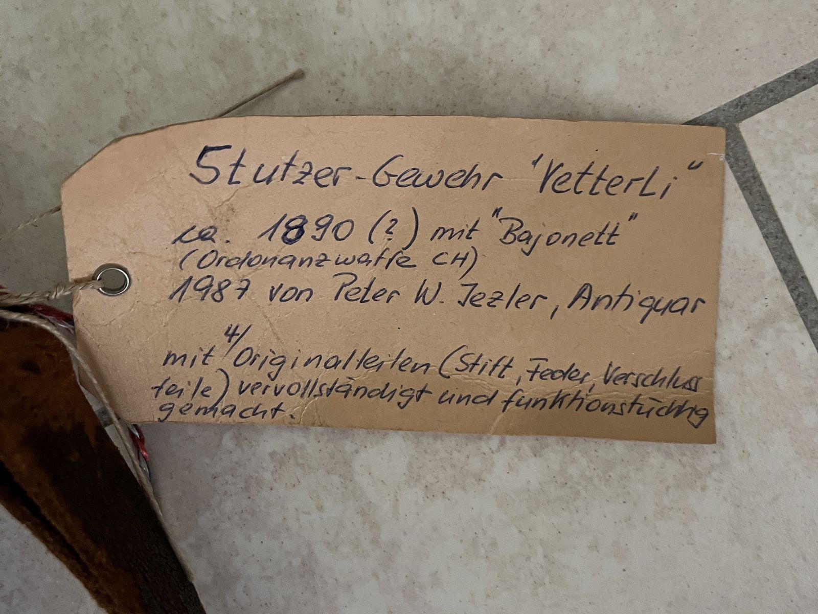 Vetterli-Repetiergewehr Repetierstutzer 1871, Kaliber 10,4 mm , inkl. Bajonett, von Privat/Familienbesitz