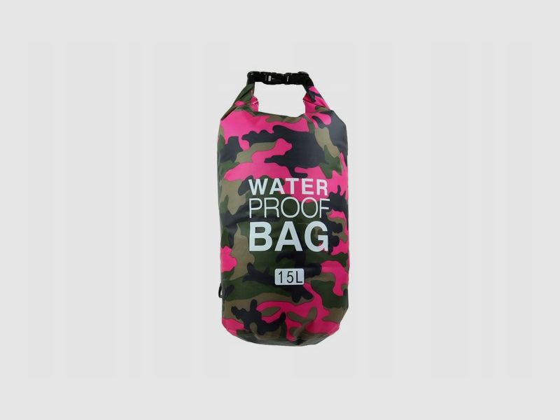 Waterdichte zeilzak 15 l roze camouflage