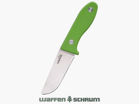Cuchillo infantil Schnitzel UNU verde de acero inoxidable 8Cr13Mov con acabado stonewash incluido funda de Kydex (negro)
