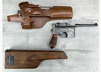 Mauser C96 + Holzschulterstütze + Lederholster + 1 Ladestreifen + Reinigungsstab