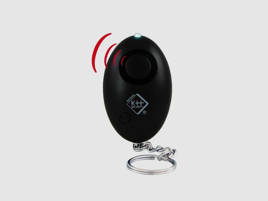 Sleutelalarm in zwart - incl. LED-licht + schouderband