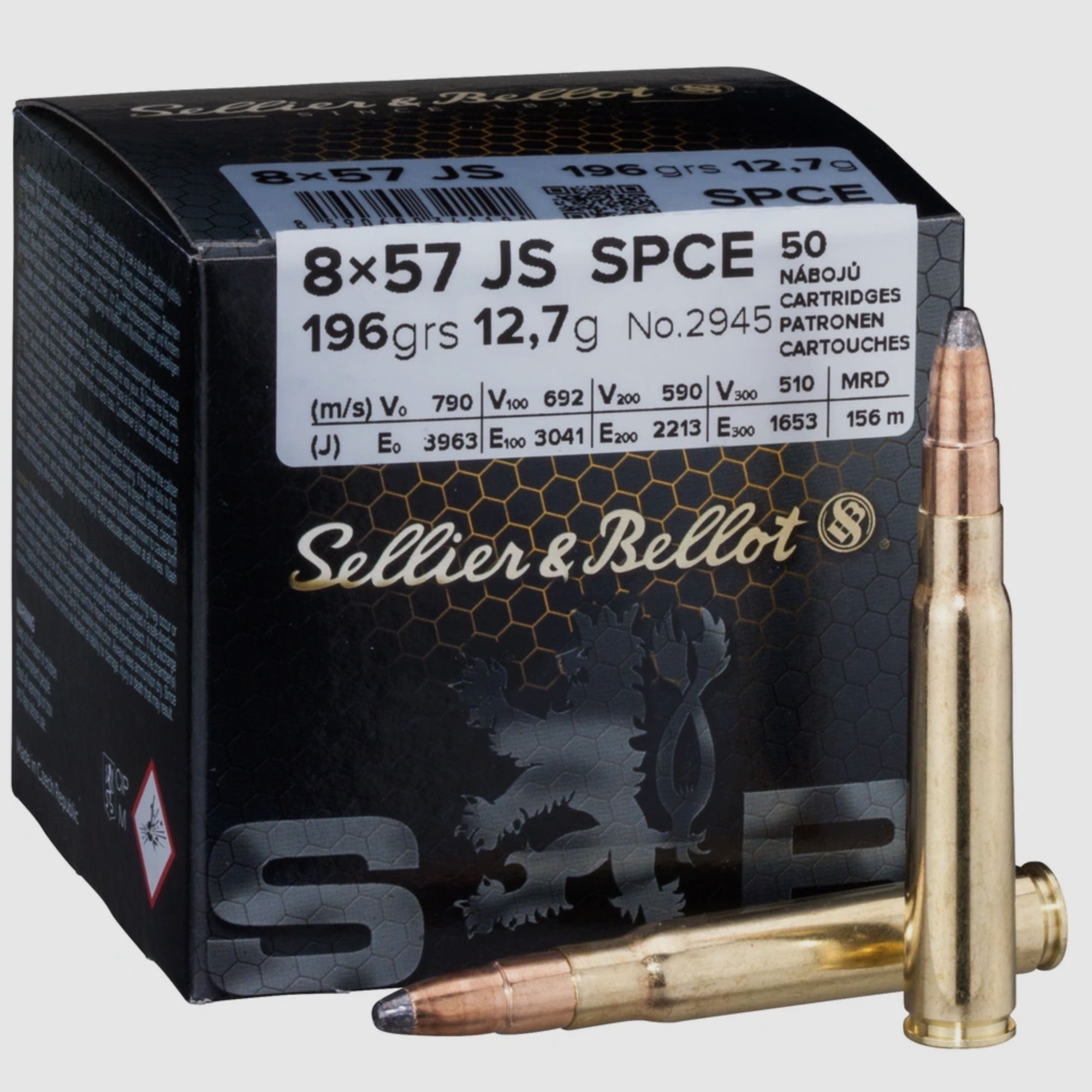 Sellier & Bellot 155487 8x57 IS Teilmantel SPCE 12,7g 196grs. 50 Stk.