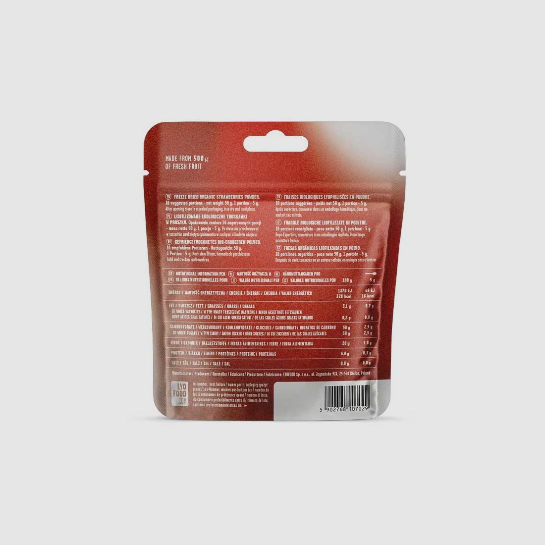 Lyofood – Gefriergetrocknete Bio-Erdbeere – Pulver 50 g, Bild 2 von 2