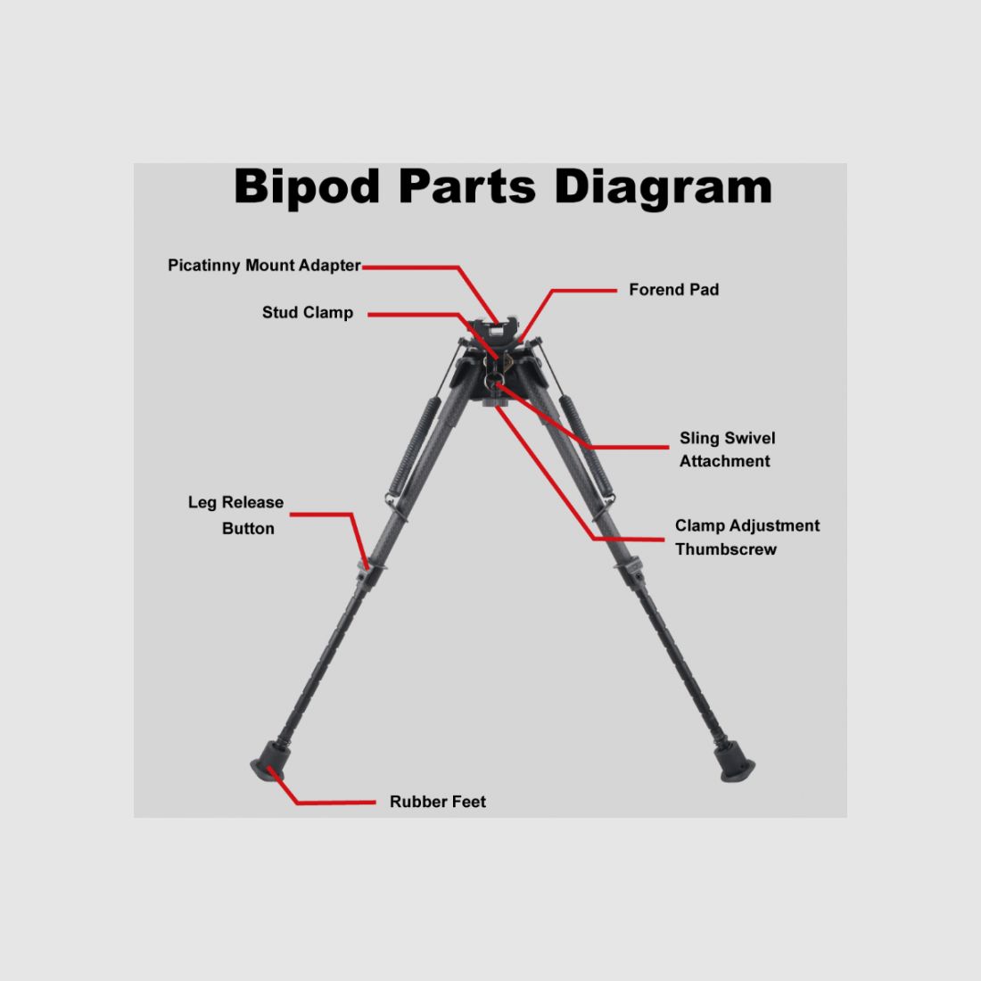 VECTOR OPTICS Bipied en fibre de carbone avec mécanisme à ressort rotatif de 9 à 13,5", image 16 sur 16