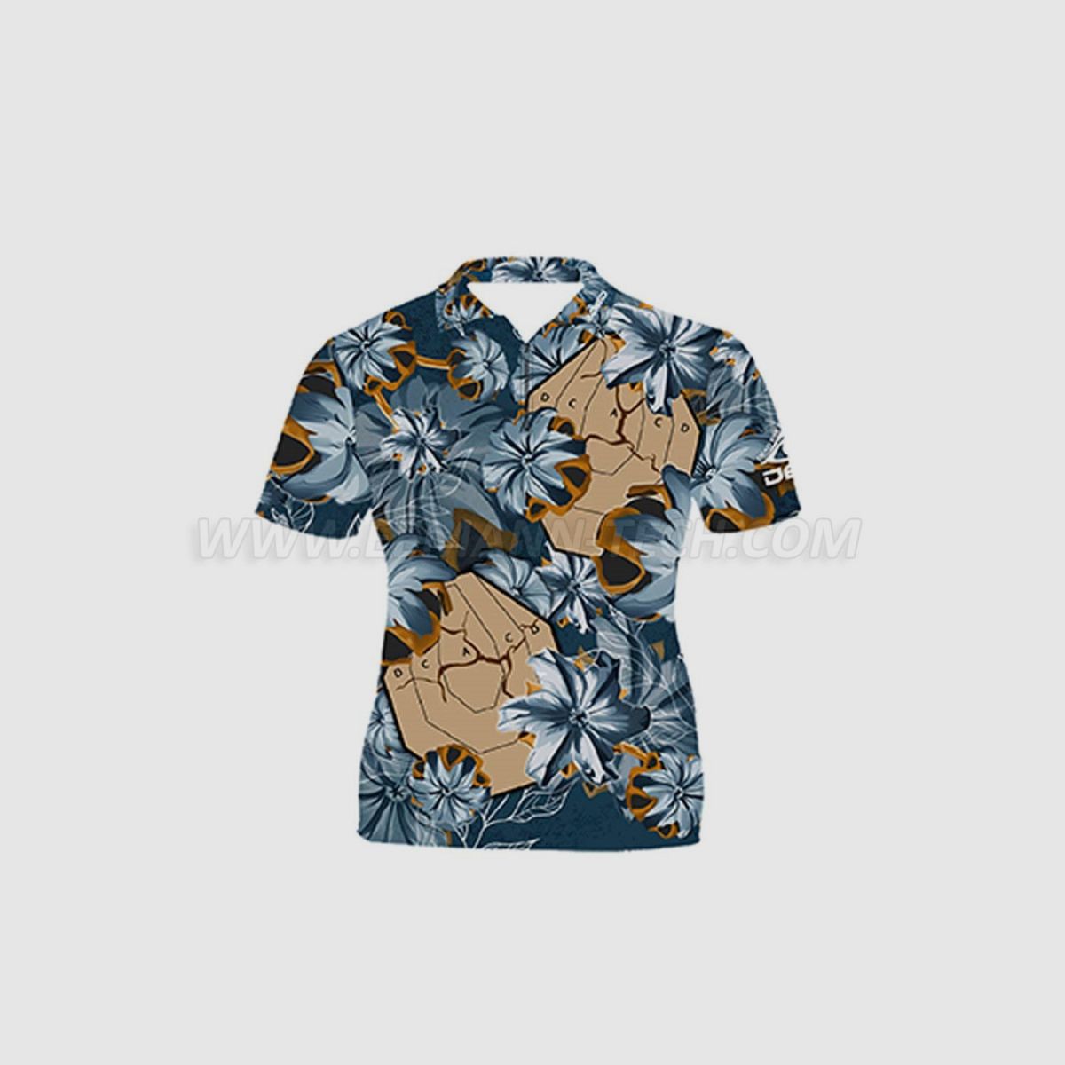 DED Blue Bullet Floral IPSC Ziel T-Shirt, Größe: XL, Benutzerdefinierter Name: Kein Name, Kleidungstyp: Kinder, Bild 3 von 3