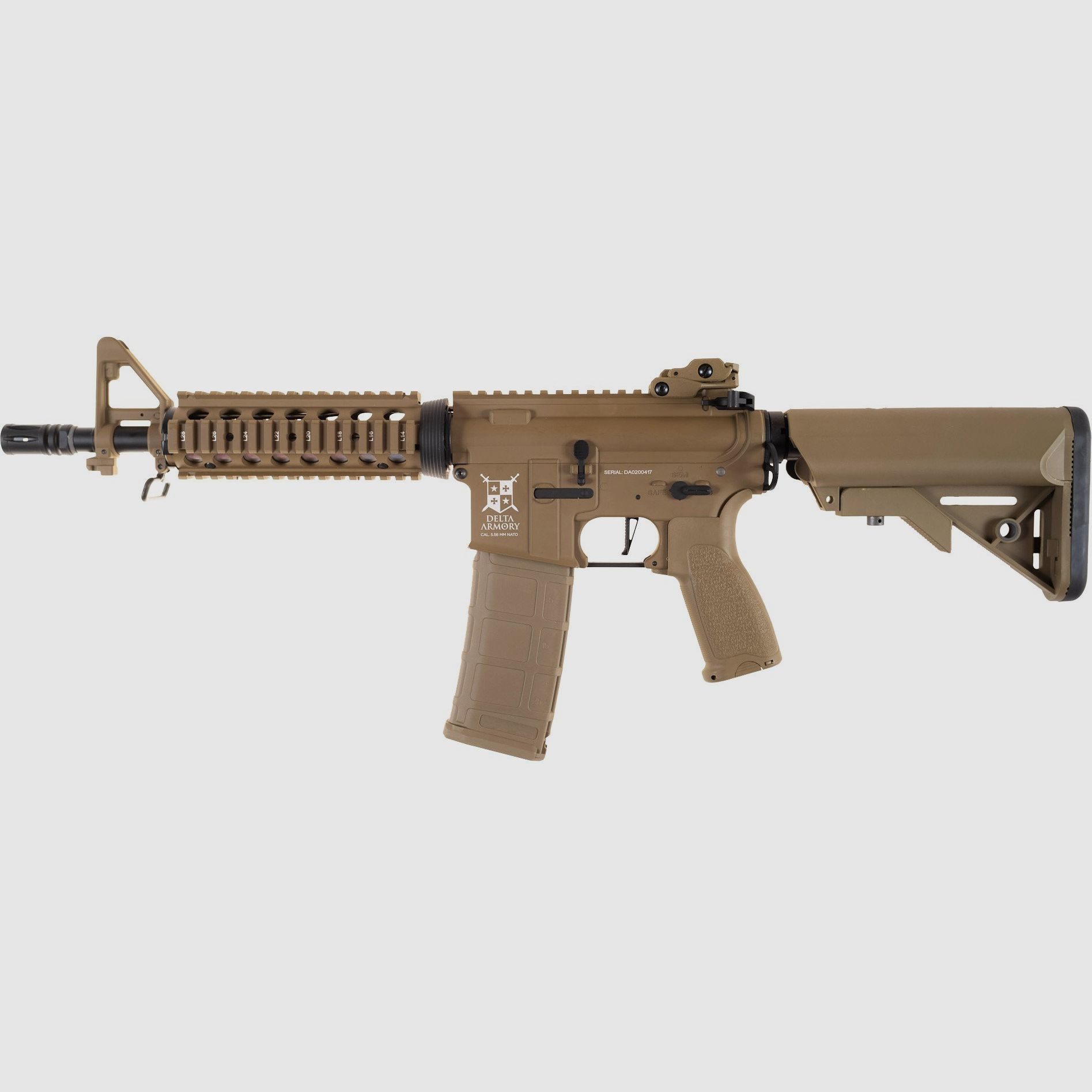AR15 CQB-R ALPHA Vollmetall Delta Armory Tan S-AEG Airsoft Gewehr Frei ab 18 Jahren