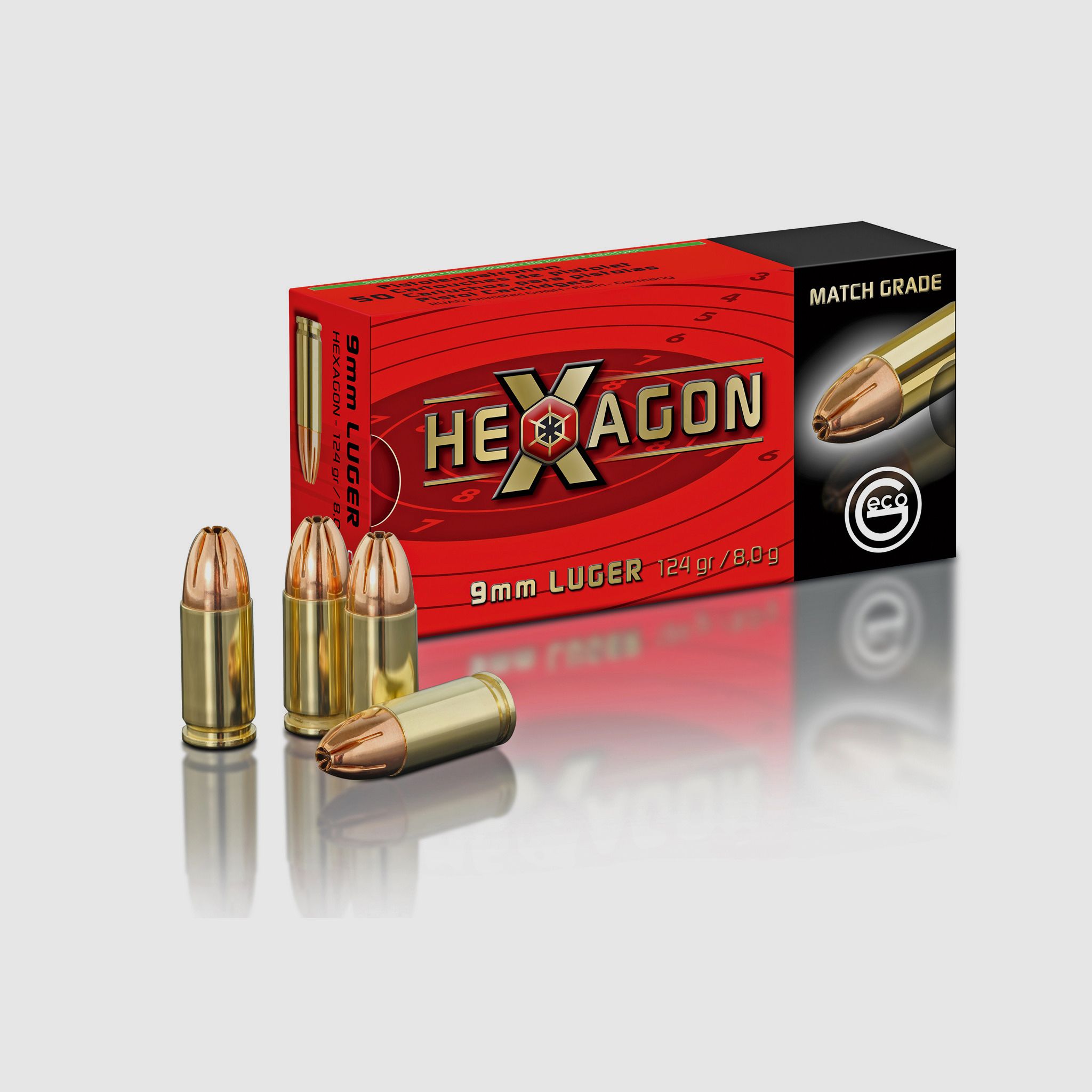 GECO HEXAGON 9mm Luger 9 mm 124gr °°°°°°°°°°°°°°°°°°