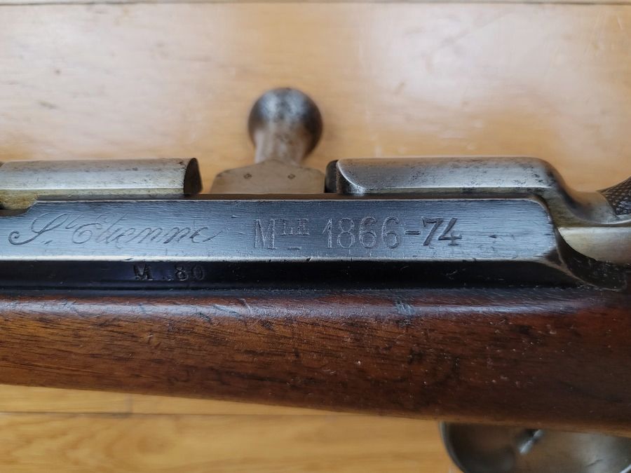 Sehr schönes Infanteriegewehr Gras – Modell 1866-74 M80 – Umgebautes Gras in Saint Etienne im Juli 1883 – Vollständig monomatrikuliert einschließlich der Reinigungsstange – Originalkaliber 11mm Gras – Wunderschöner Spiegel-Lauf – Ausgezeichneter Zustand, Bild 14 von 30