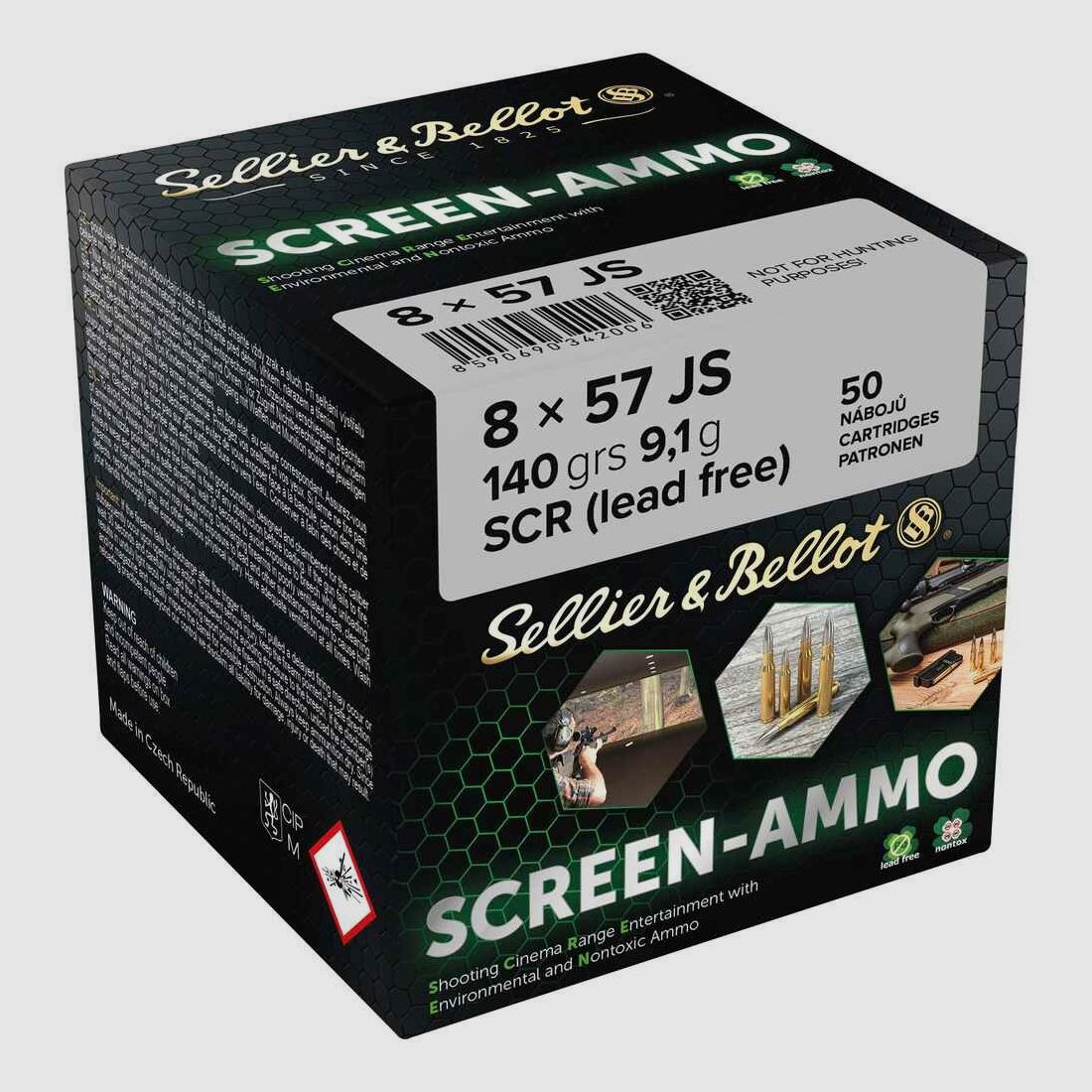 8x57 IS Screen-Ammo SCR Zink 9,0g/140grs. Sellier & Bellot