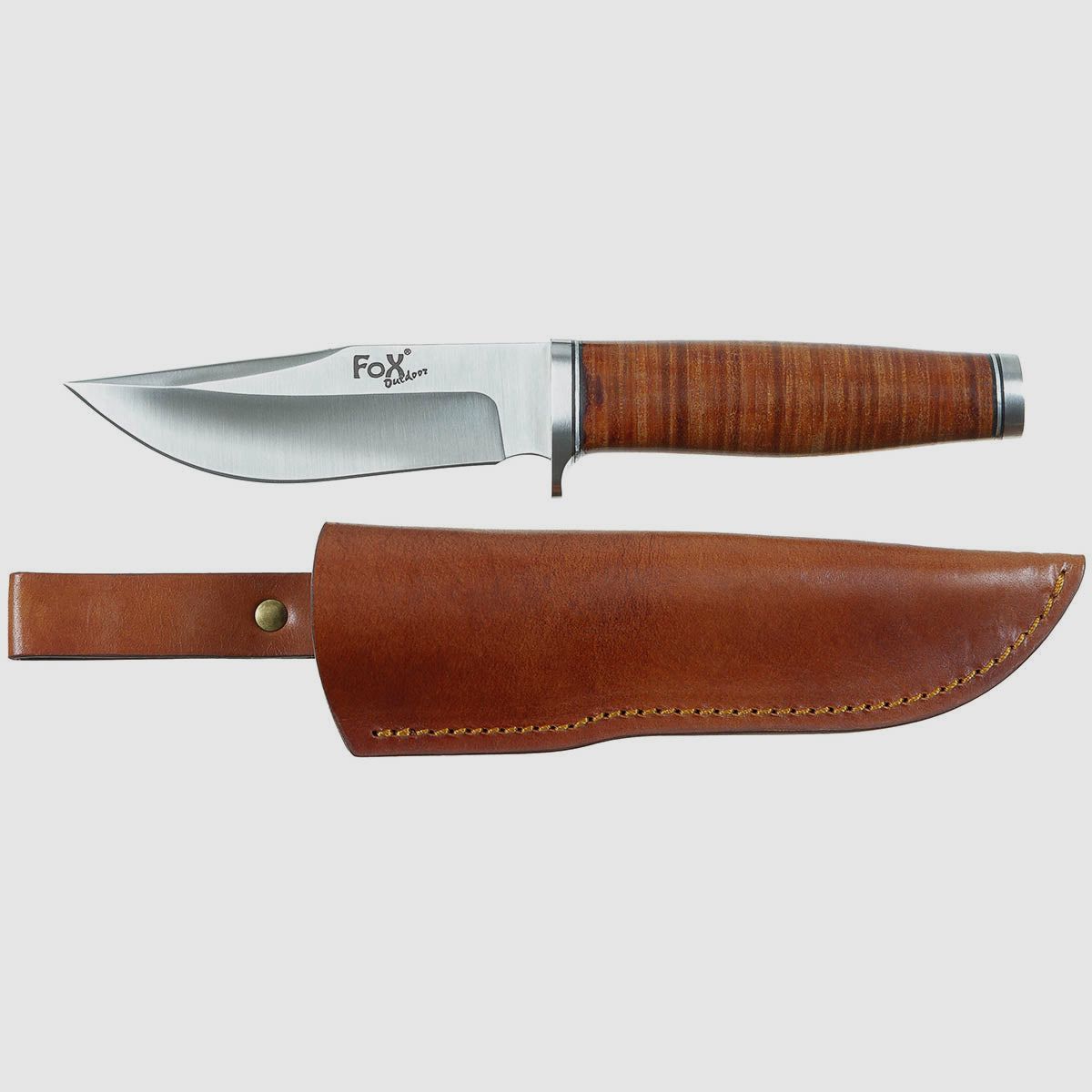 Cuchillo plegable, "Ranger 11", empuñadura de cuero, funda
