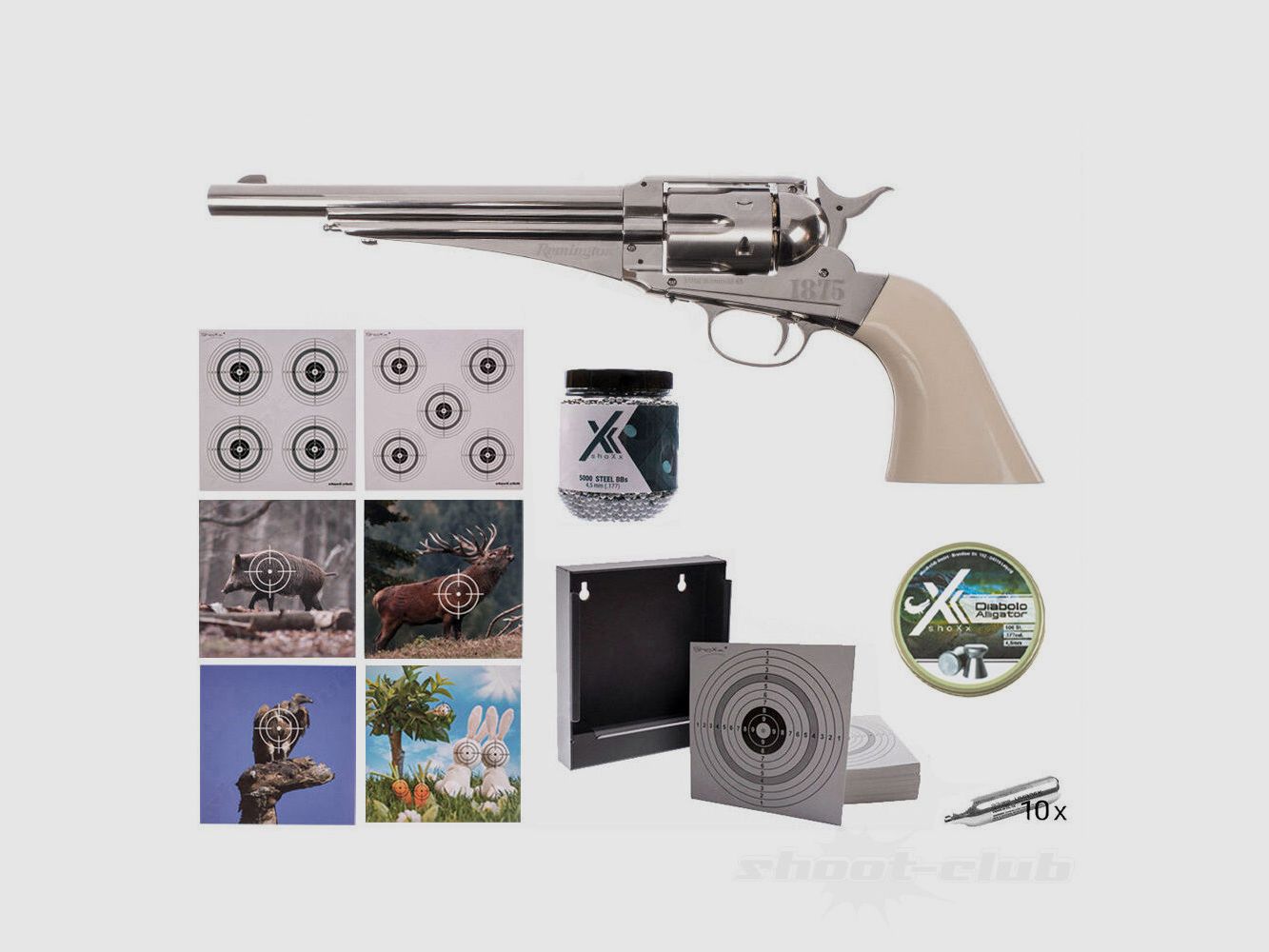 Crosman Remington 1875 Co2 Revolver 4,5mm Zielscheiben Set