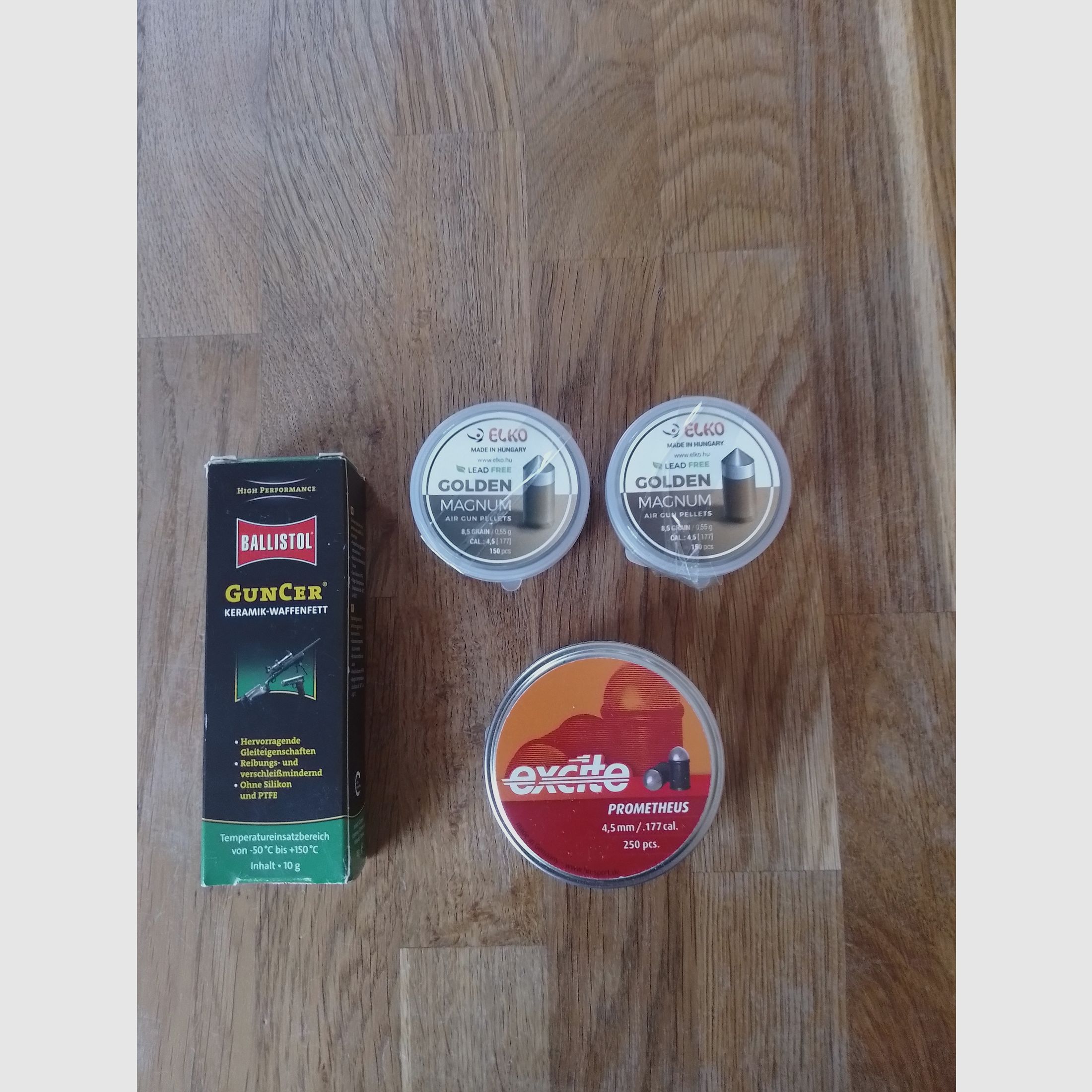 Luftgewehrmunition Spitzkopf-/ Rundkopf Diabolo 4,5mm / .177 cal. Diabolos + Waffenfett 