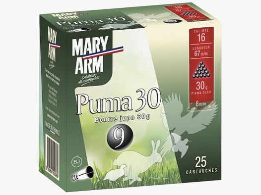 Patronen Mary Arm Puma 30 Kal.16/67 Schrot N° 4
