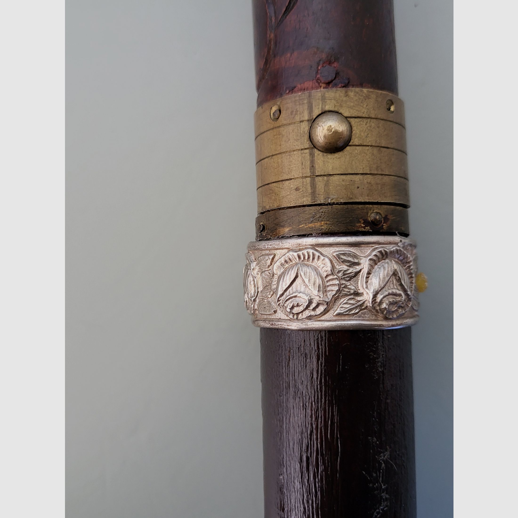 Canne de promenade Art nouveau - argent 800 - avec contenu - ambre - "Bruckmann & Sehne