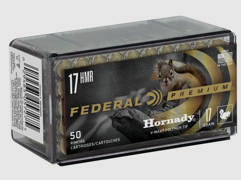 Federal Premium Varmint & Predator .17 HMR 17GR Hornady V-Max 50 cartouches