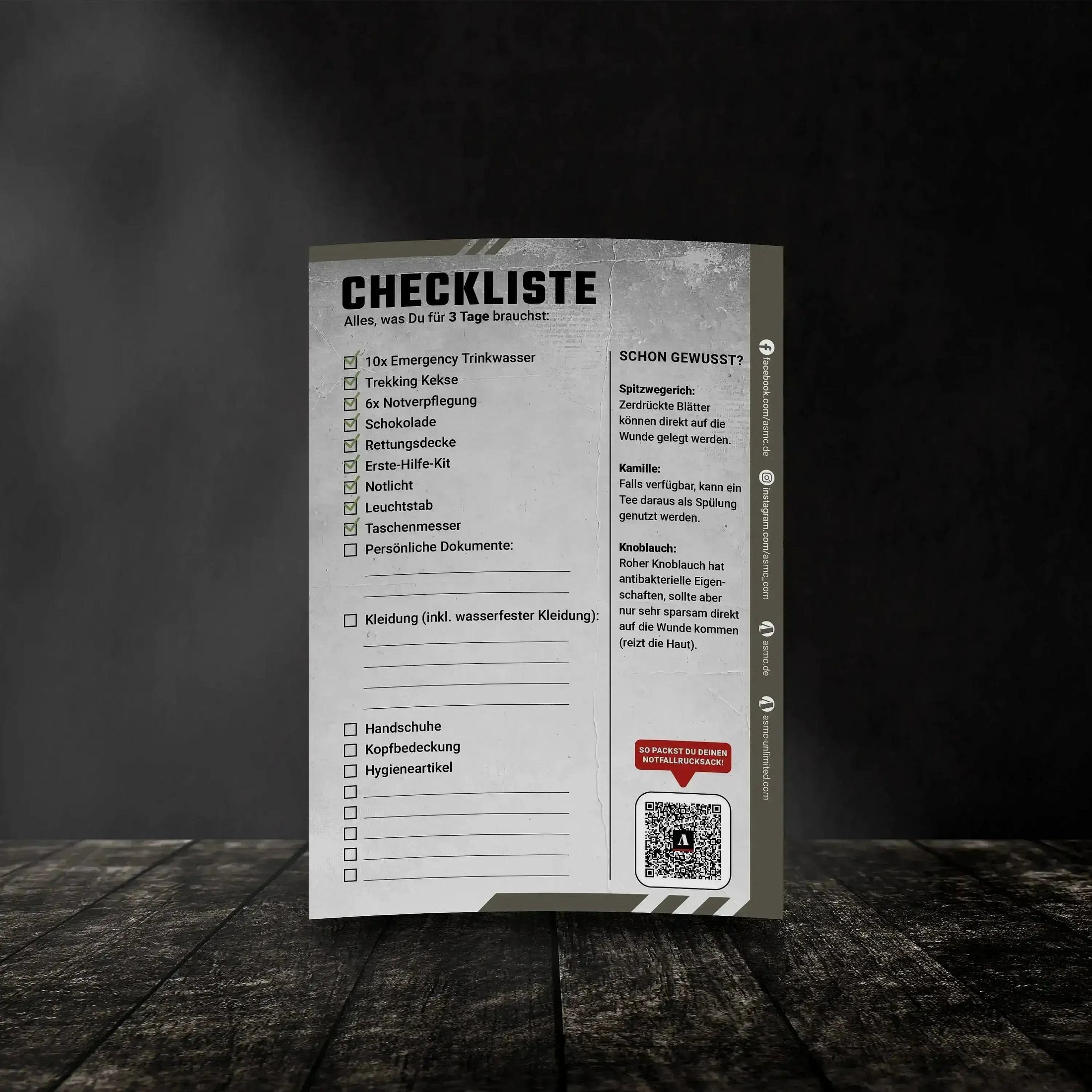 ASMC ASMC Checkliste Fluchtrucksack Small - 3 Tage