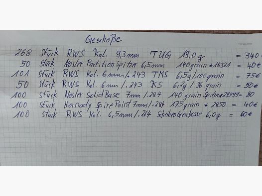 Various bullets from different manufacturers.