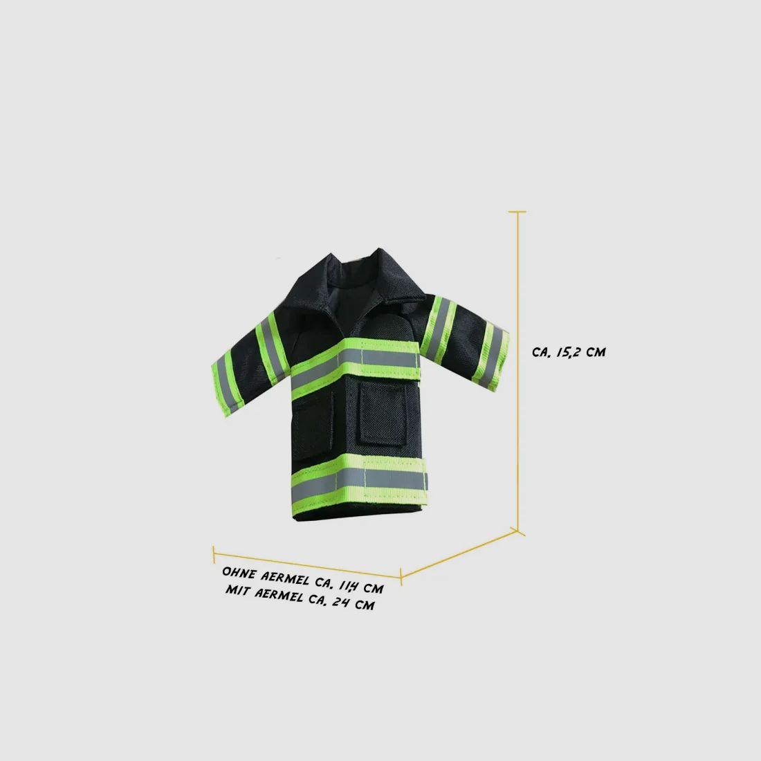 Mini Feuerwehr Jacke mit Reflektorstreifen für Bierflasche / Weinflasche / Thermosflasche