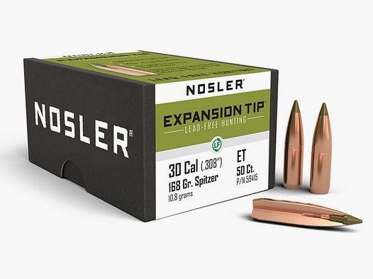 Nosler Chasse Cal .30 E-Tip Sans Plomb - 168 Grain #59415