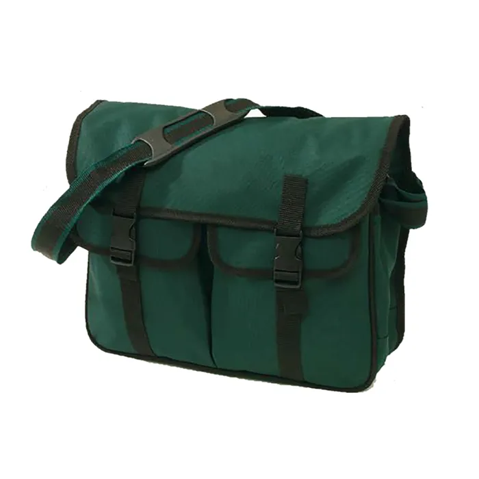 Behr Anglertasca "de Luxe" - 2 tasche frontali + sacchetto per pesci - 35,6x10,2x31,8 cm - con tracolla - Verde scuro