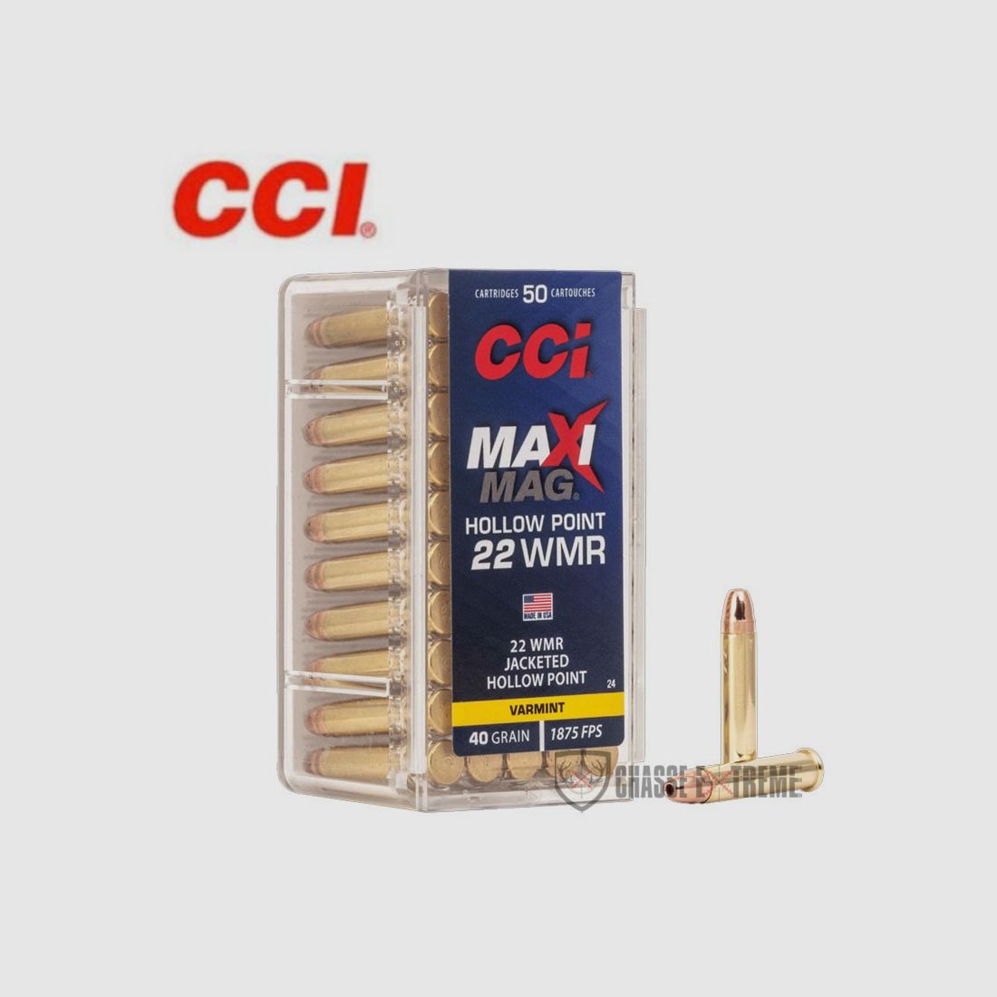 50 cartuchos CCI Maxi Mag cal. 22 Wmr 40Gr JHP