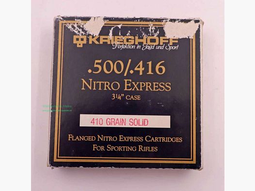 Wolfgang Romey Belgium Rifle Cartridges .500/.416N.E. 3 1/4''