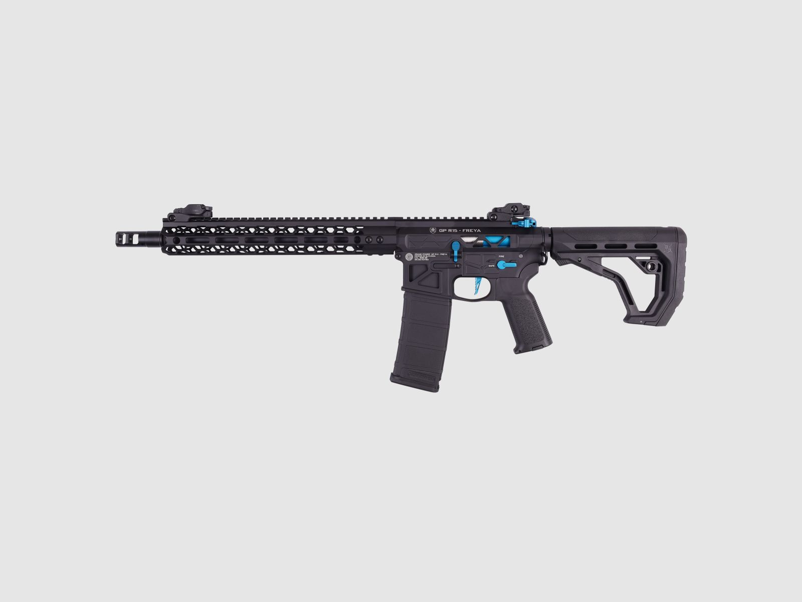 GP R15 FREYA HEXAGON Skeleton 12,5" gen.2 M-LOK Czarny/Niebieski S-AEG Wolny od 18 lat -F- | Delta Armory