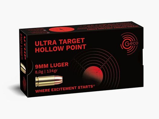 GECO 9 mm Luger Ultra Target Hollow Point 8,0g/124gr - 50 nabojów