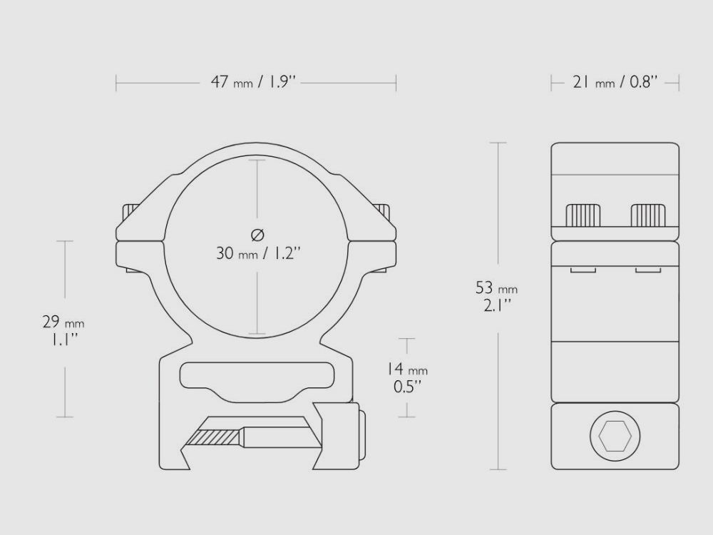 HAWKE Match Ring Mount, Weaver/Picatinny Schiene, Tubus: 30mm high