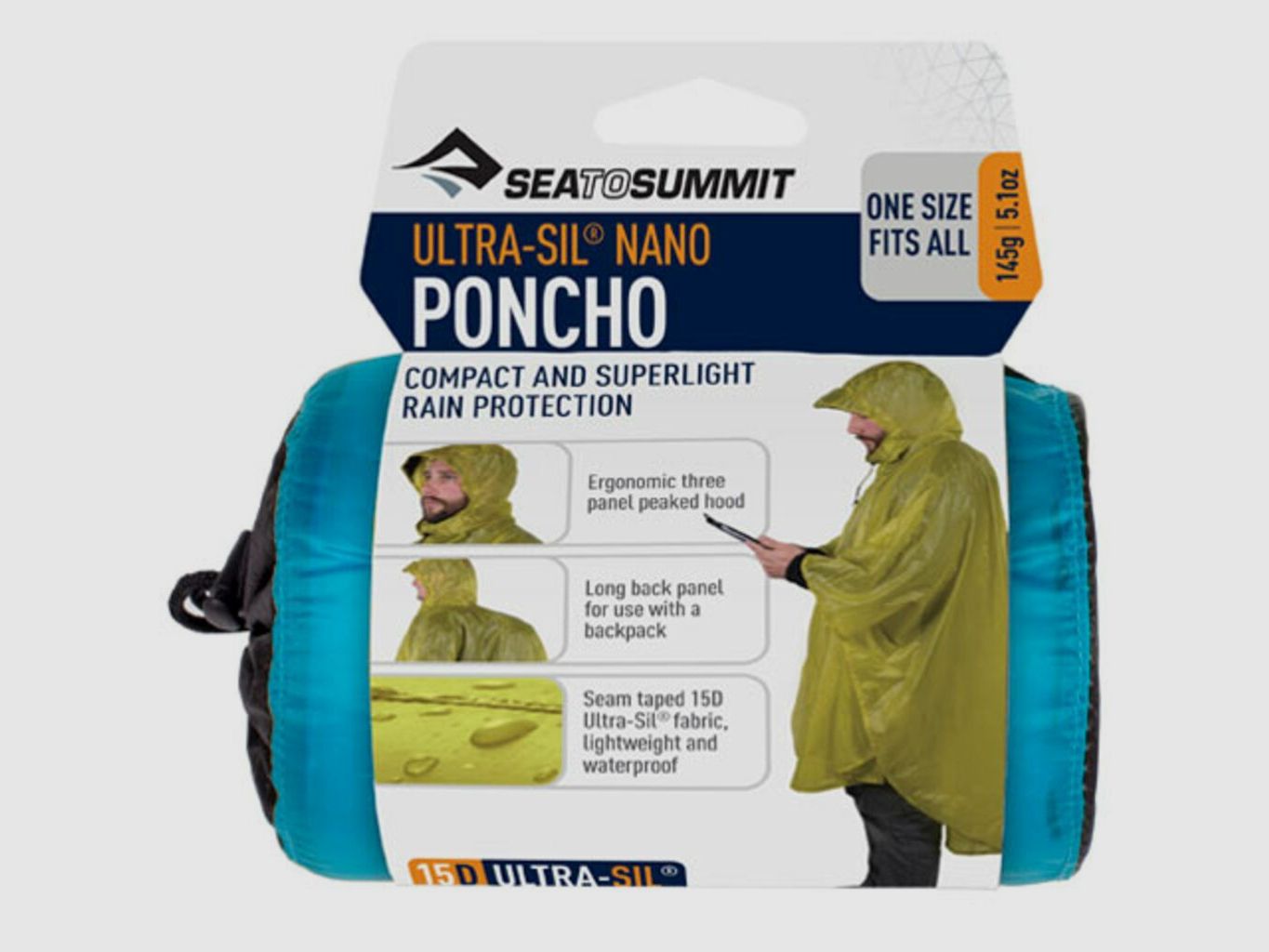 Wodoodporny poncho Sea to Summit Ultra-Sil™ Nano Niebieski, zdjęcie 1 z 3