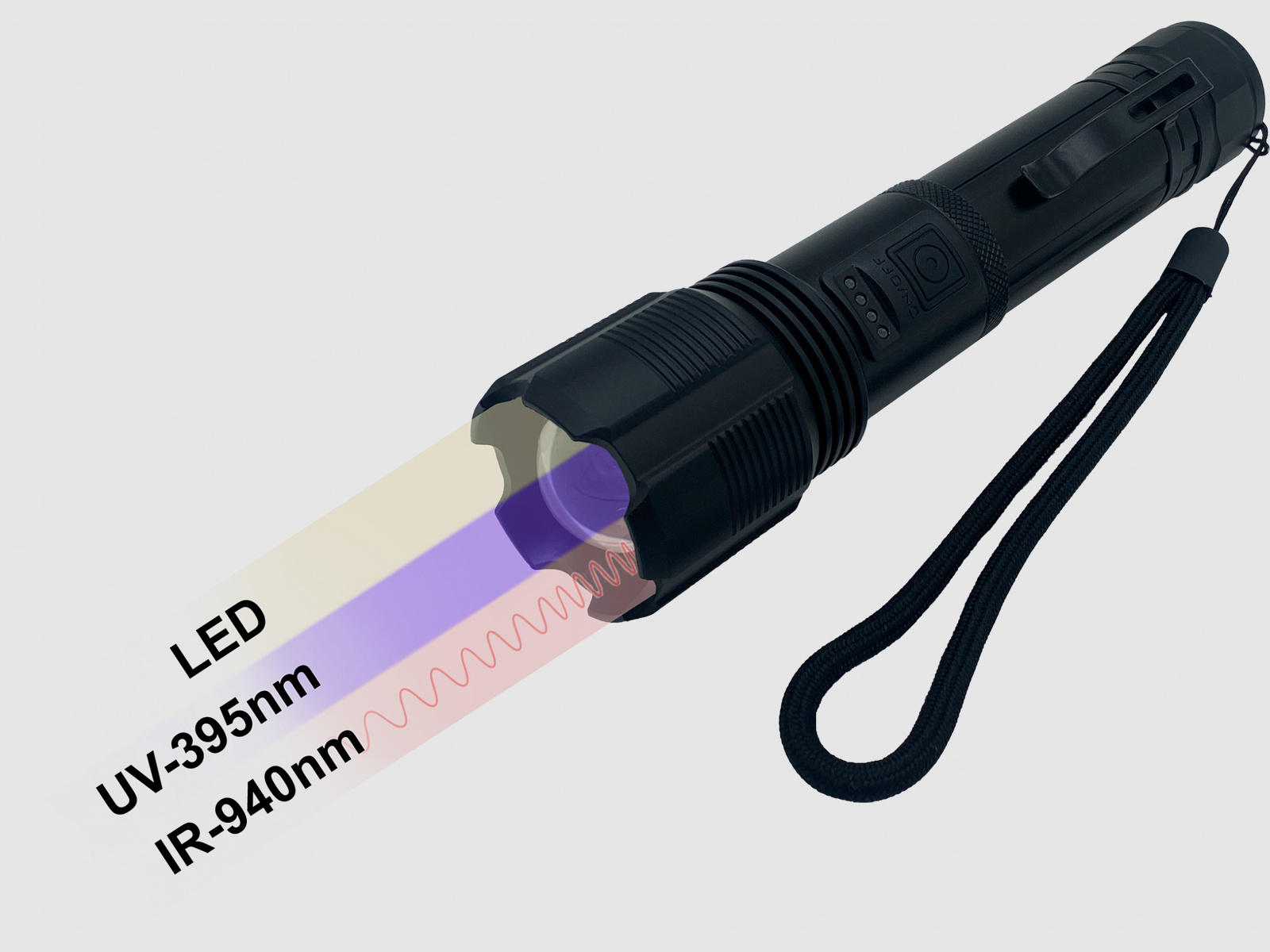 Three-function LED flashlight