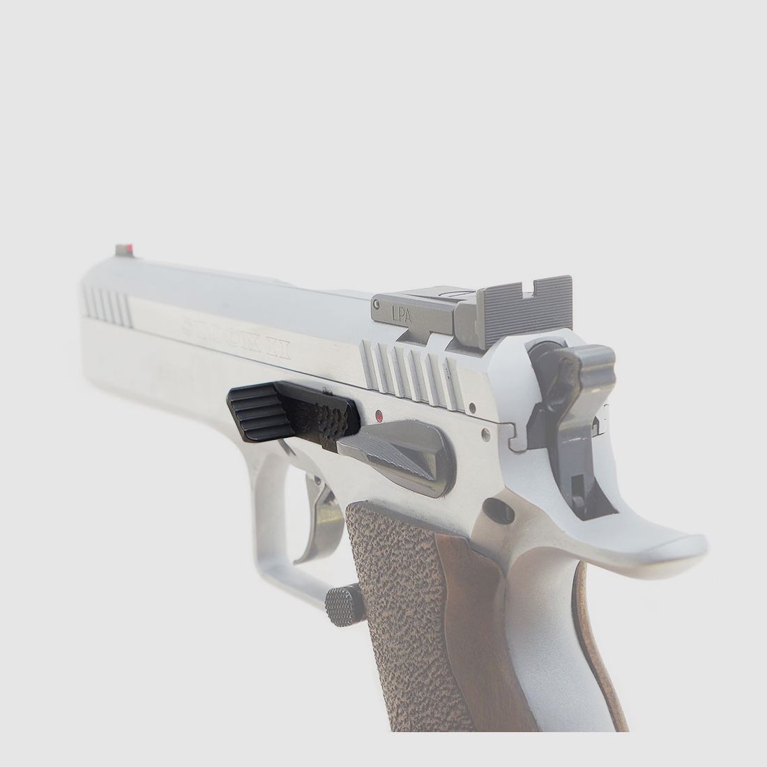 Eemann Tech closure catch lever with thumb rest Tanfoglio slide stop with thumb rest