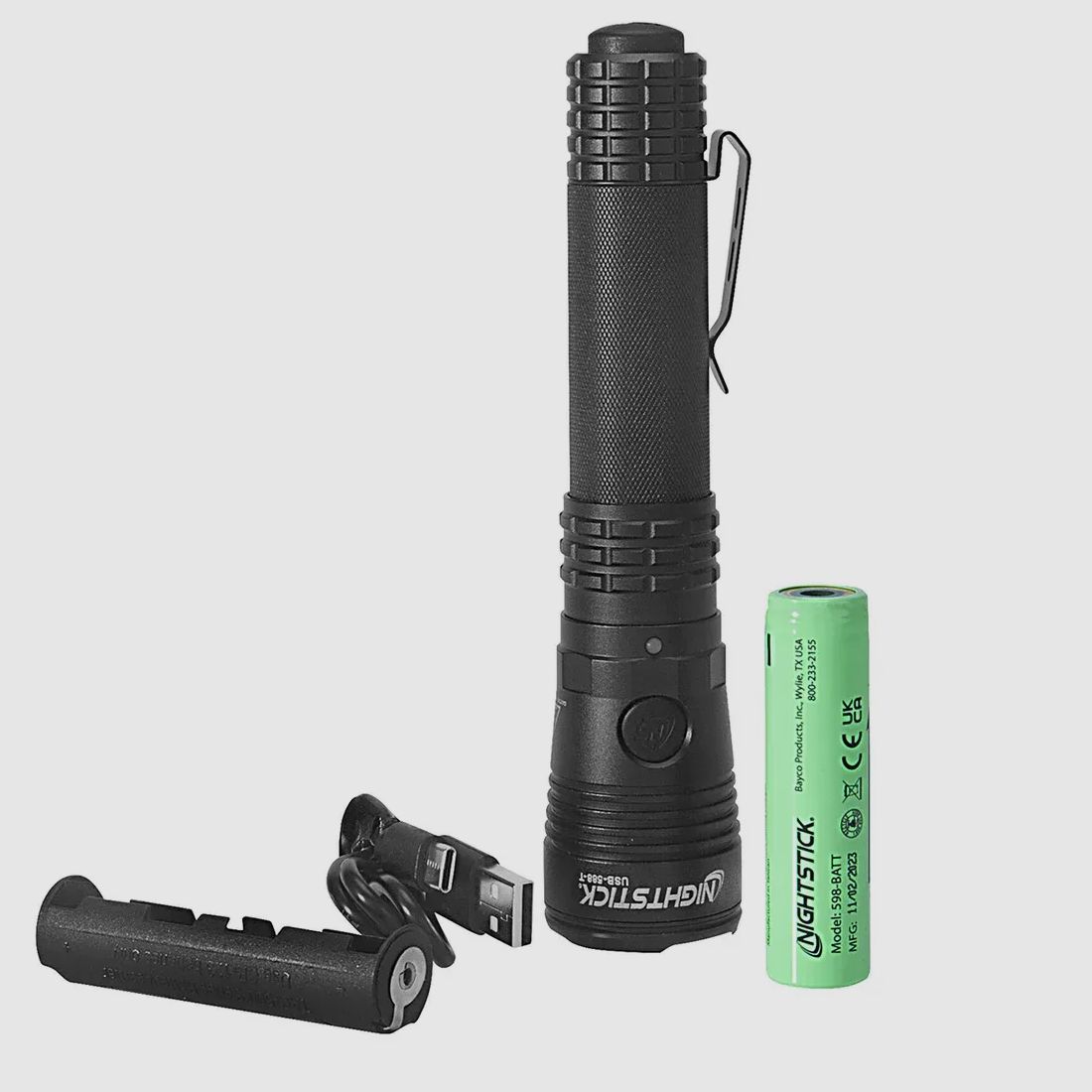 Turbo High Candela USB Dual-Light Rechargeable Tactical Flashlight (Black) Nightstick, Bild 3 von 9