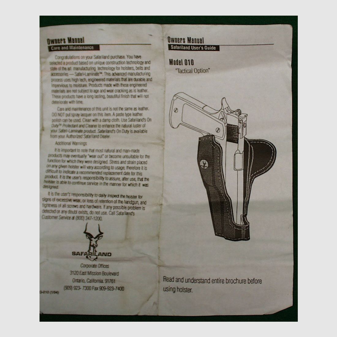 Safariland Leder Holster/Schnellziehholster Model 010